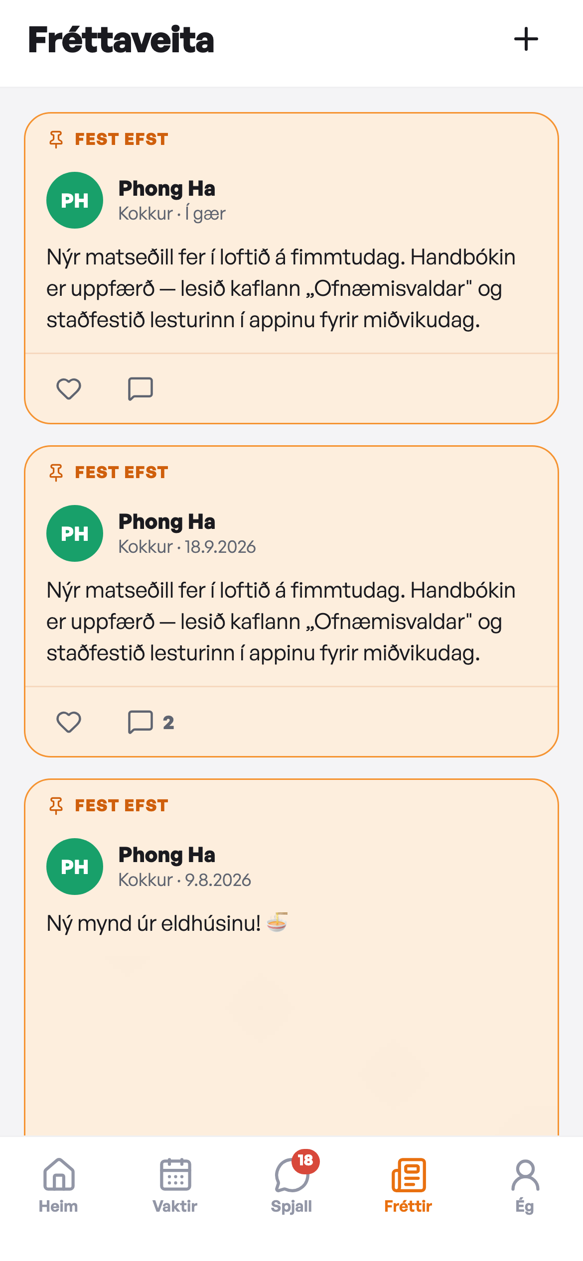 Fréttaveitan í appinu